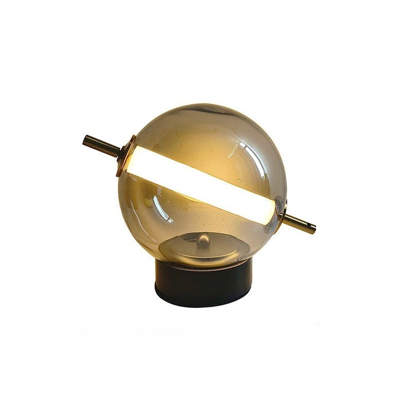 Glasvora Tischlampe | Kugelleuchte aus Farbglas | Retro Mid-Century Design | Warmes LED-Licht