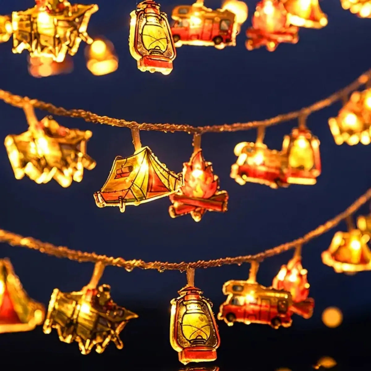 CampiGlow LED-Lichterkette | Camping-Stil | Dekorative Beleuchtung für Zelt, Garten & Zuhause | Warmweiß | Für Innen- und Außenbereich