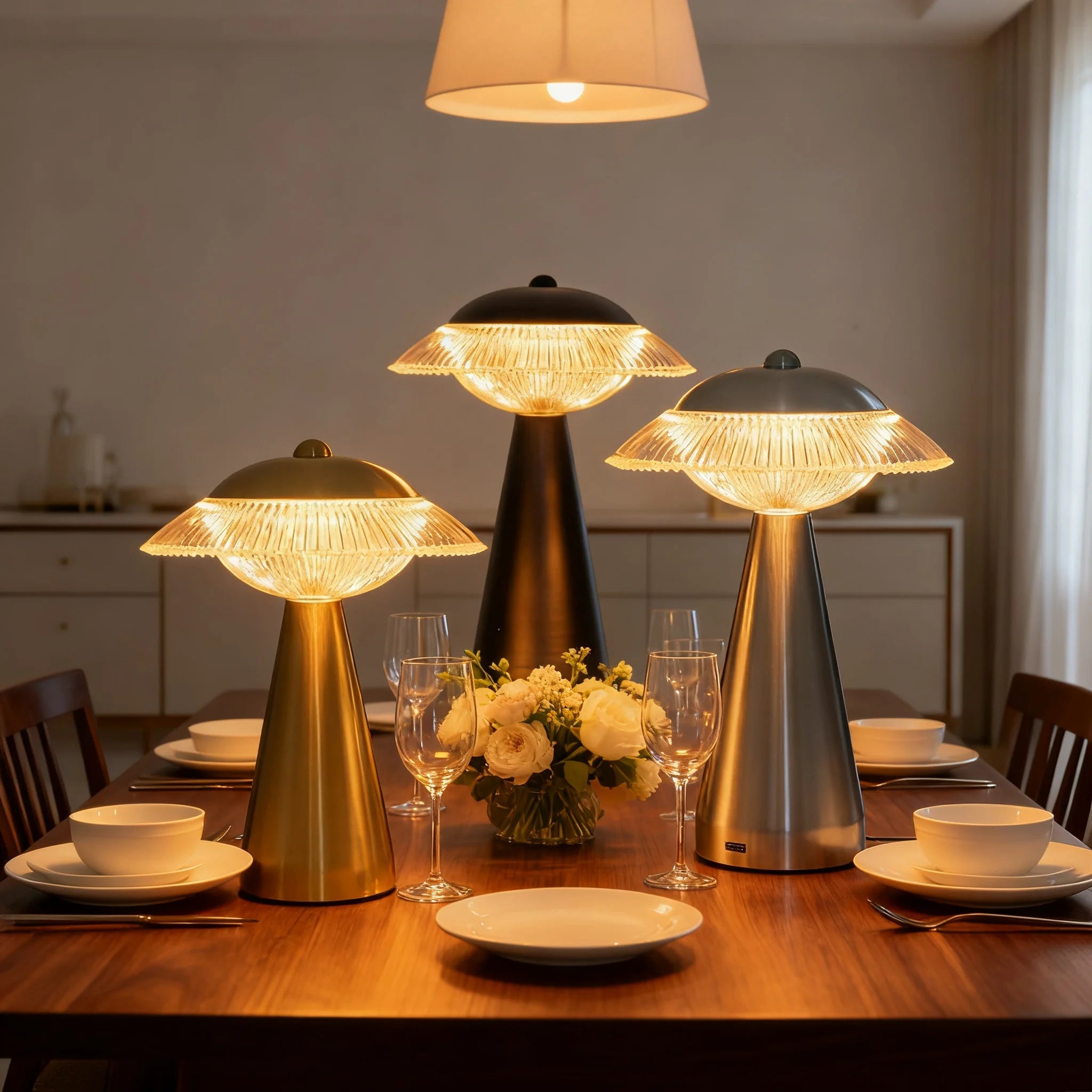 Aurelio LED Tischlampe | Touch-Steuerung & Stufenlose Dimmung | Wiederaufladbar | 3 Lichtfarboptionen | Eisen & Acryl | 23 × 16 cm