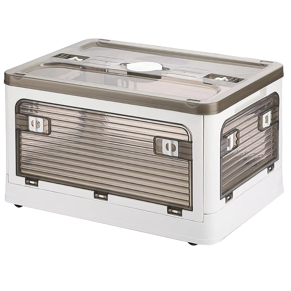 Flexora Klappbare Aufbewahrungsbox | Klare Klappbox mit Griff & Rollen | Stapelbar und Platzsparend | 27 L / 40 L / 53 L – Weiß