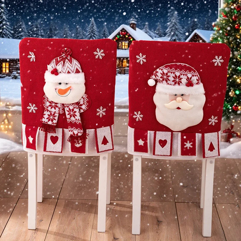 Noelvira | Weihnachts-Stuhlhusse | Plüsch-Stuhlbezug mit Weihnachtsmann-Motiv | Festliche Dekoration für Esszimmer & Küche | Weihnachtsdekoration 2025