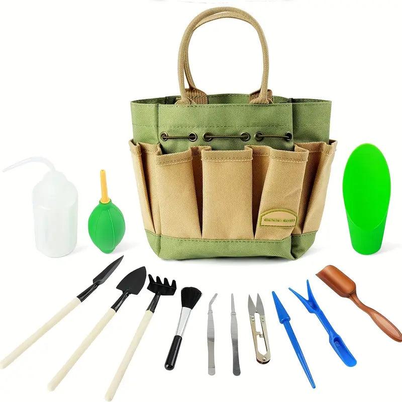Floramio Mini Gartenwerkzeug Set | 13-teilig | Kompakt & Tragbar | Für Bonsai & Sukkulenten