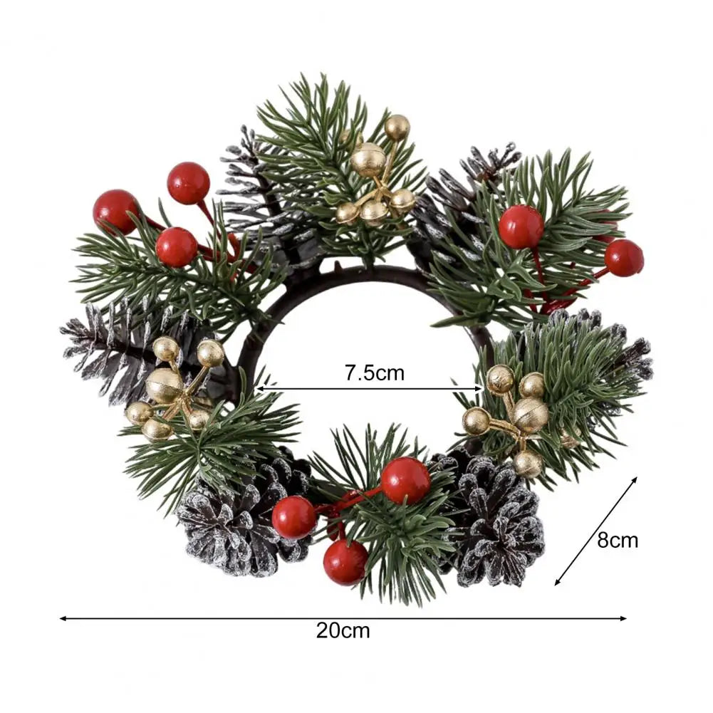 NordicPine Kerzenring | Weihnachtskranz mit Kiefernzapfen & Beeren | Rustikaler Kerzenkranz aus Kiefernnadeln | Festlicher Tischmittelpunkt