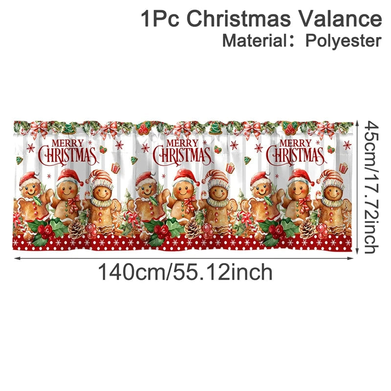 NoëlHome Weihnachtsvorhänge Kurz | Festliche Fensterdeko | 100 % Polyester | Küche & Badezimmer | Weihnachtskollektion 2025