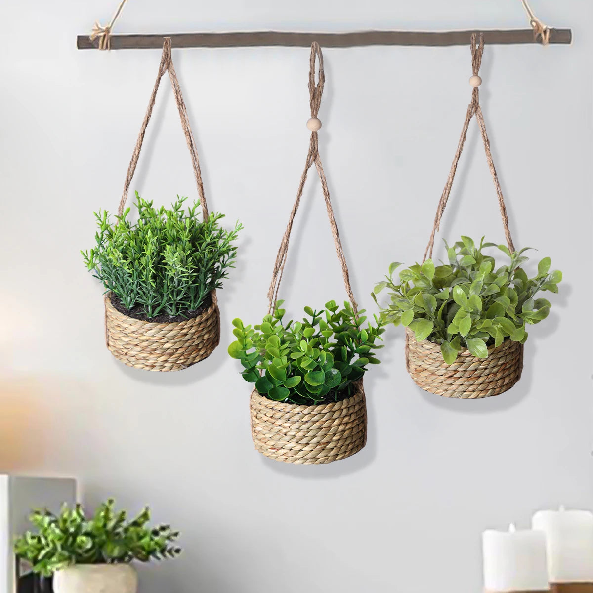 VerduraGreen Künstliche Eukalyptus- und Rosmarinpflanze | 40 cm | Im Topf | Realistische Indoor-PE-Kunststoffpflanze | Pflegeleichte Dekoration