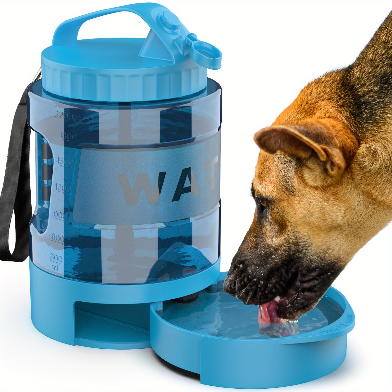 AquaTails | Hunde-Trinkflasche To-Go | 2,18L Volumen & Faltbare Schale | Für Outdoor, Reisen & Abenteuer