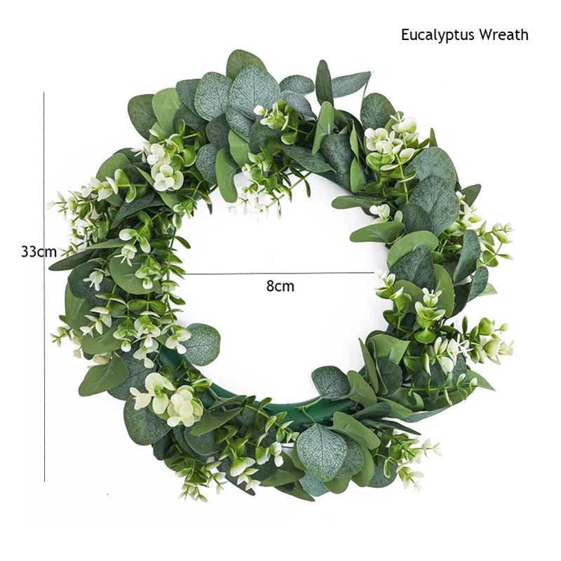 EverLeaf | Handgefertigter Eukalyptus-Kranz mit künstlichen Blumen | Dekoration für Weihnachten, Hochzeit & Zuhause
