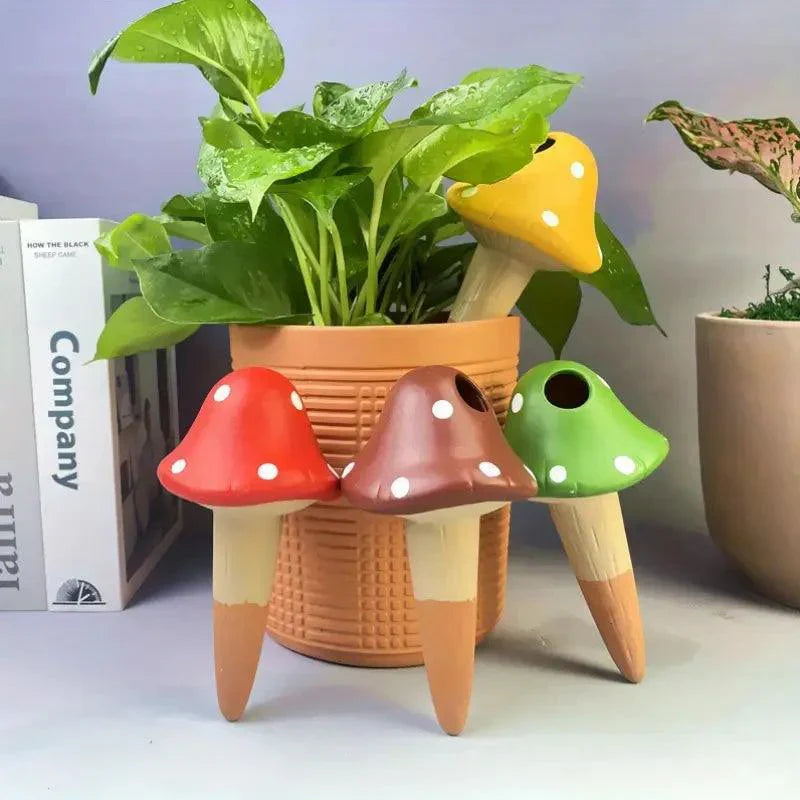 MycoDrop Bewässerungspilze | Terrakotta | Automatische Wasserabgabe | 4er Set Bunt