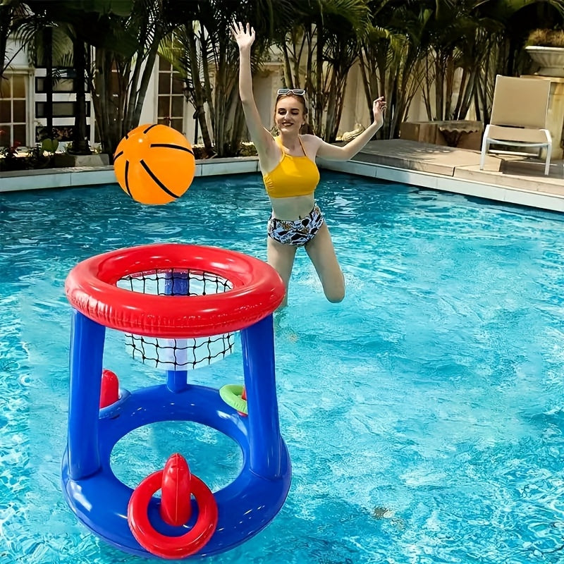 SplashHoop Aufblasbares Basketball-Set | Für Pool & Strand | Inkl. Ball & Ringe | Wasserfest & Tragbar