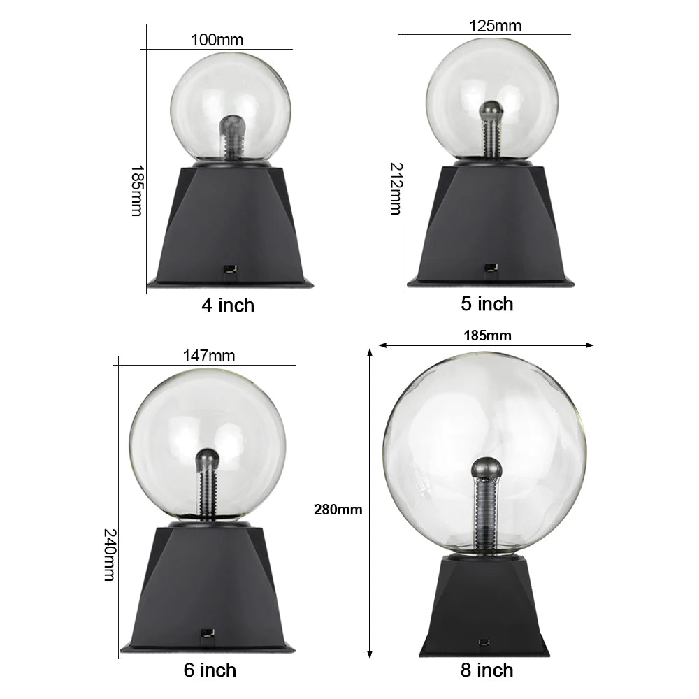 Electrava | Magische Plasmakugel Lampe | LED Taschenlampe mit Berührungs- und Soundsteuerung | 220V EU-Stecker | 10–20 cm | Dekoratives & Partylicht