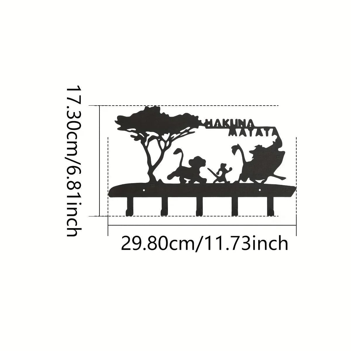 KeyLuma Wand-Schlüsselhalter | Metall Schlüsselbrett mit 5 Haken | Schwarzer Wandhaken mit dekorativem Motiv | Robuste Bauweise & Premium-Oberfläche