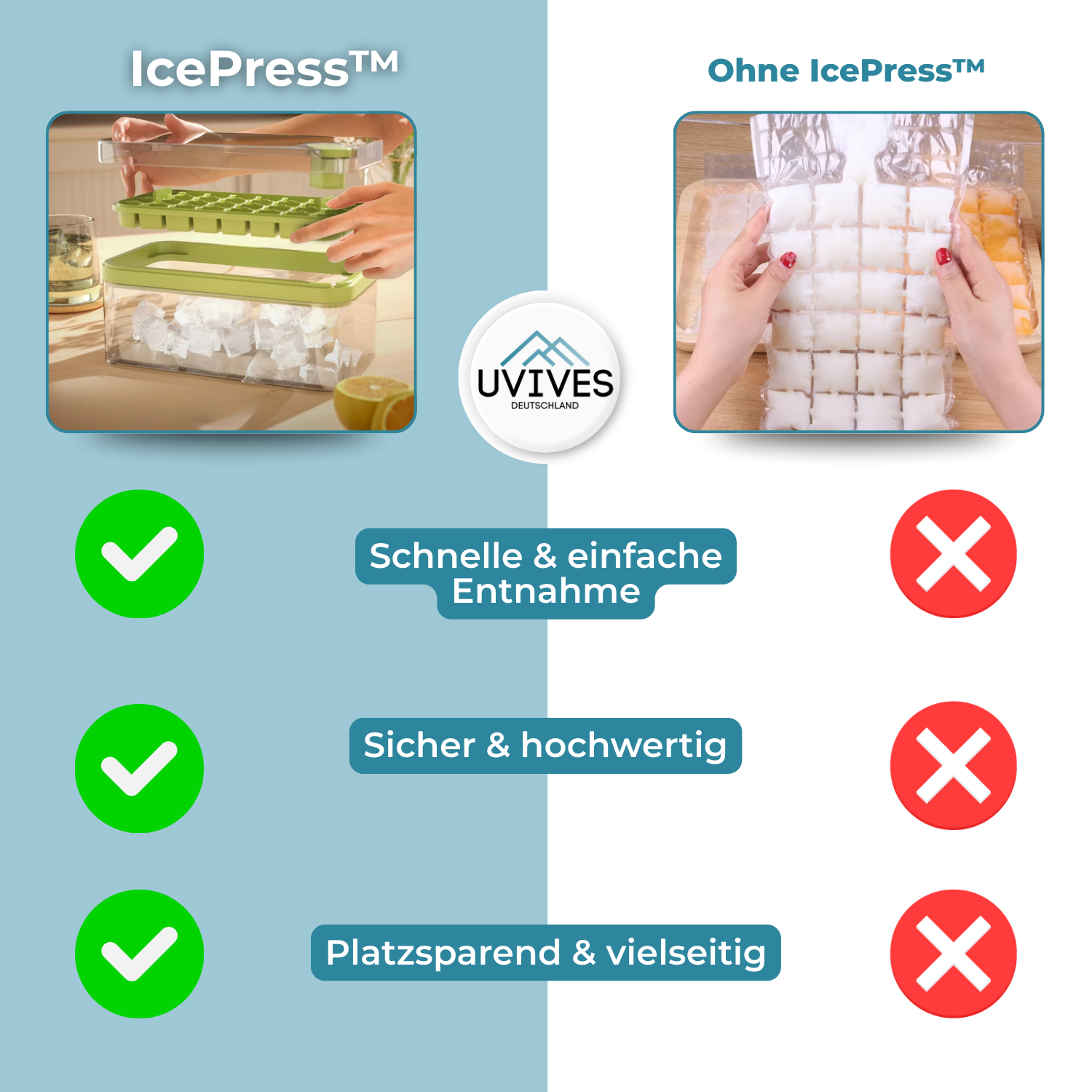 IcePress™ – Perfekte Eiswürfel in Sekunden!