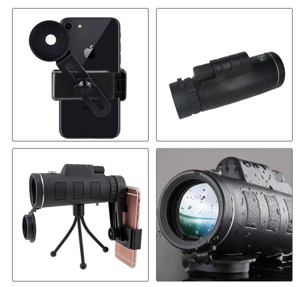 Zoomalis Monokular 12x50 | Handyadapter & Stativ | Wasserdicht & Kompakt | Für Outdoor & Reisen