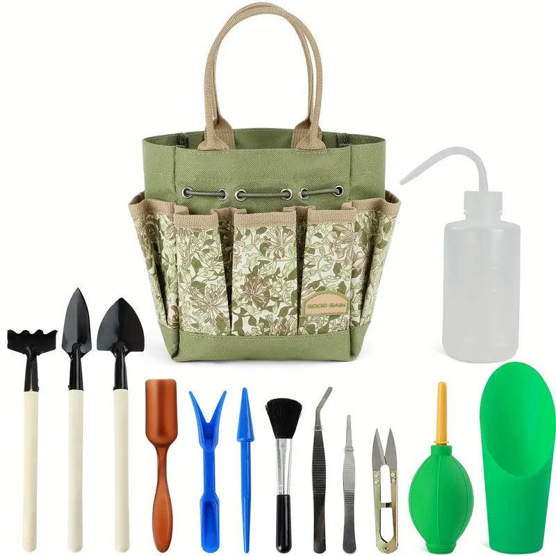 Floramio Mini Gartenwerkzeug Set | 13-teilig | Kompakt & Tragbar | Für Bonsai & Sukkulenten