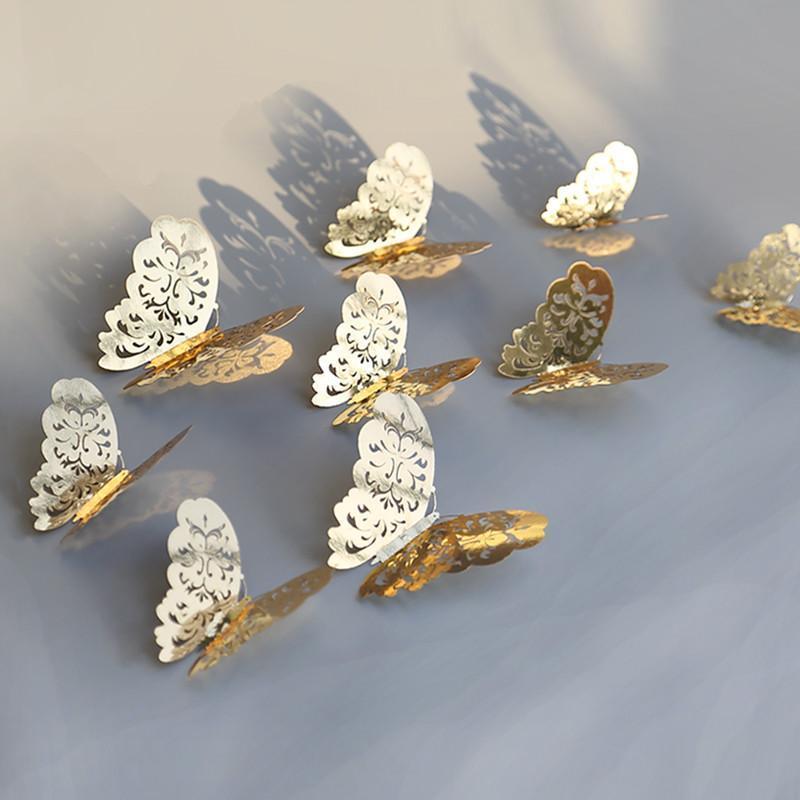 Florya Wings | 3D Schmetterlinge | Magnetisch & Selbstklebend | Gold & Silber