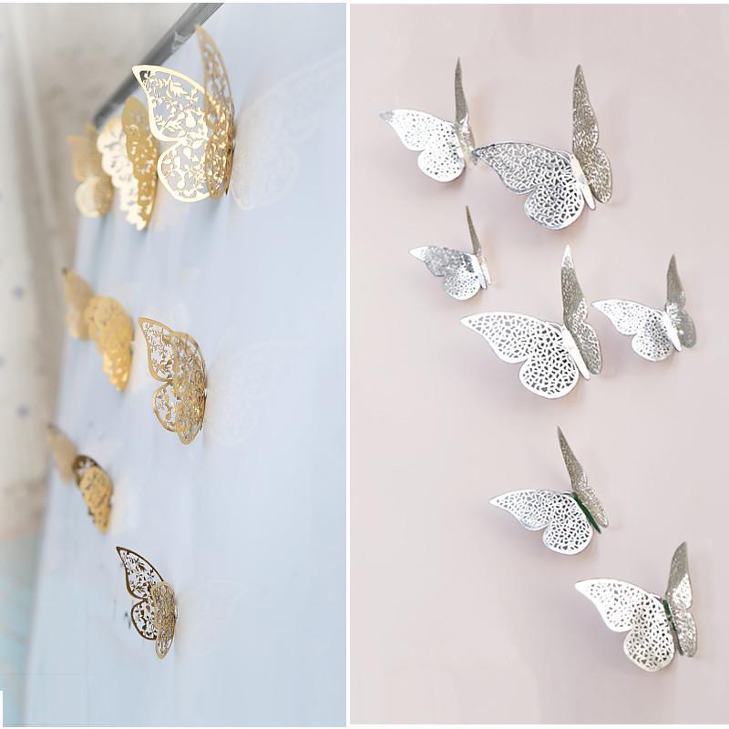 Florya Wings | 3D Schmetterlinge | Magnetisch & Selbstklebend | Gold & Silber