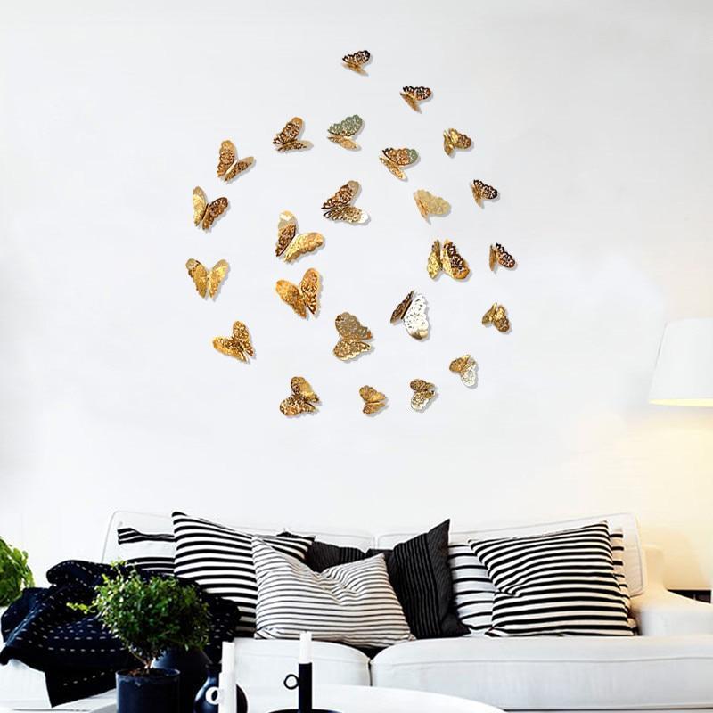 Florya Wings | 3D Schmetterlinge | Magnetisch & Selbstklebend | Gold & Silber