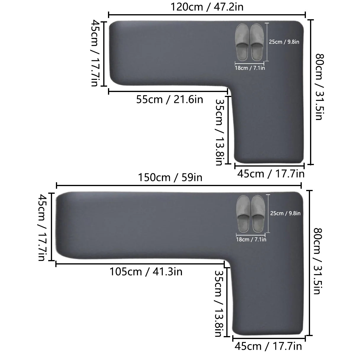 CleanLuxe Küchenmatte | Verdicktes L-förmiges Design | Rutschfest, Ölabsorbierend & Schmutzabweisend | Weiches Flanell für erhöhten Komfort