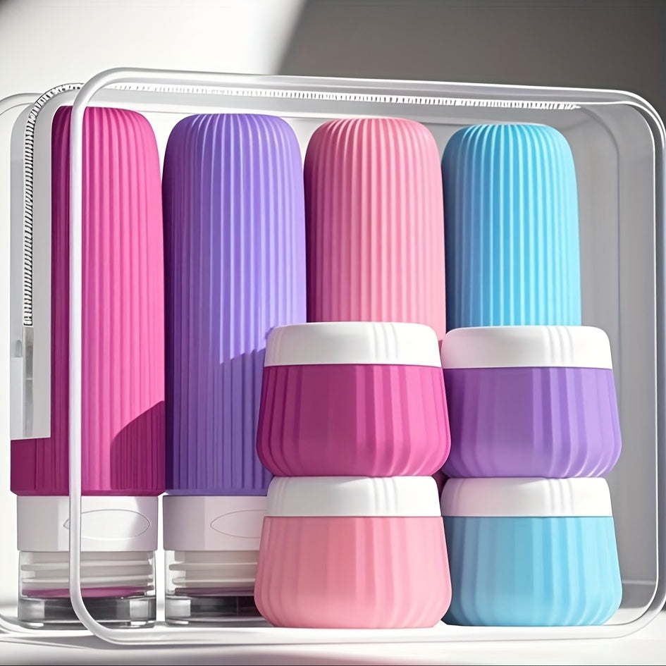 Nomixa TravelKit | 8-teiliges Silikon-Reiseset | Auslaufsicher & TSA-konform | Mit Kulturtasche