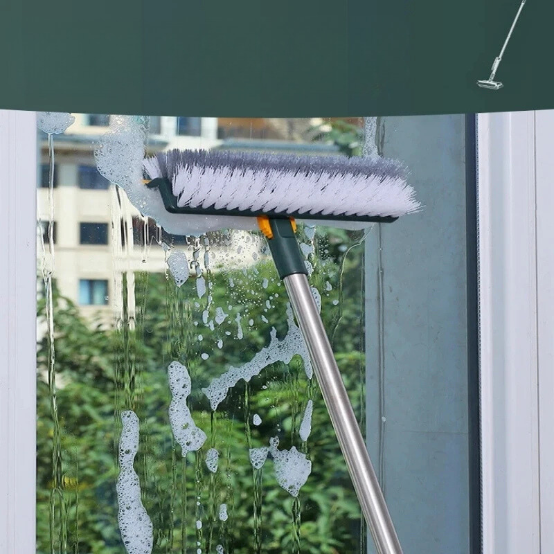 DuoScrub Flex | Reinigungsbürste 2-in-1 | Drehkopf & Teleskopstiel | Für Fenster & Böden