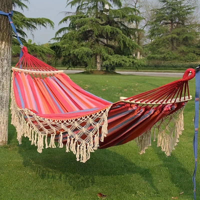 Calyma DuoHammock | Boho-Hängematte für 2 Personen | Weiche Baumwolle & Pompons | Für Innen & Außen