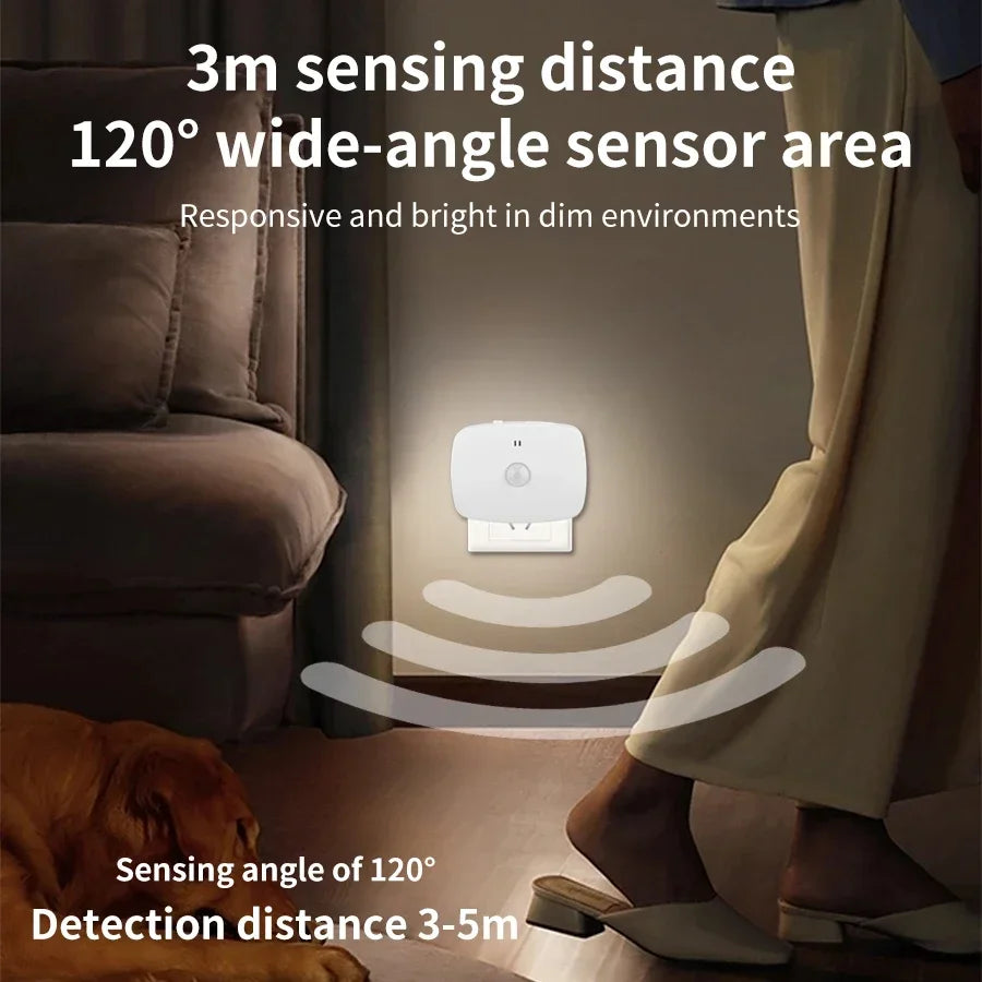 Nuvora Smart Sensor Nachtlicht | Bewegungs- und Lichterkennung | 3 Farboptionen | EU-Stecker | Energieeffizient & Automatisch