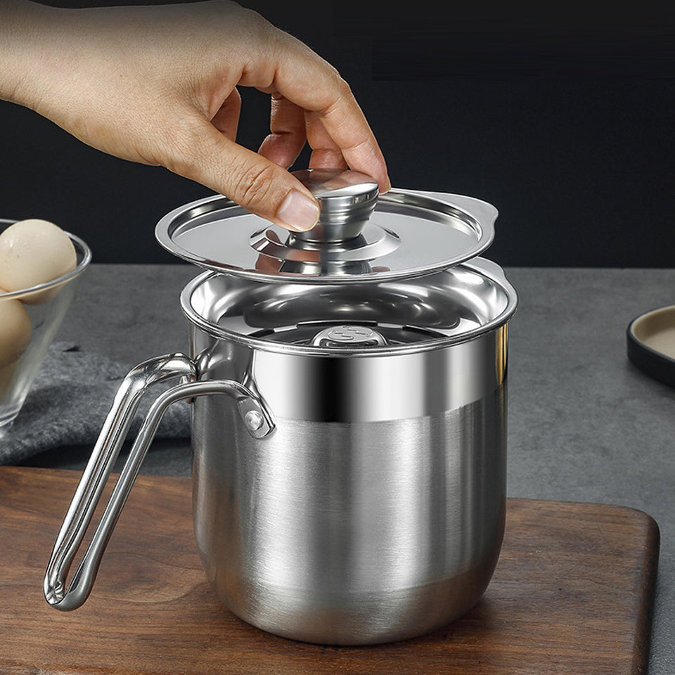 Ovinto Eierscheider | Edelstahl & hygienisch | Für Backen, Kochen & Fitnessrezepte | Mit Deckel & ergonomischem Griff