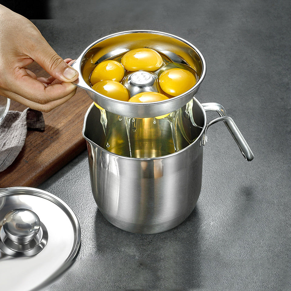 Ovinto Eierscheider | Edelstahl & hygienisch | Für Backen, Kochen & Fitnessrezepte | Mit Deckel & ergonomischem Griff