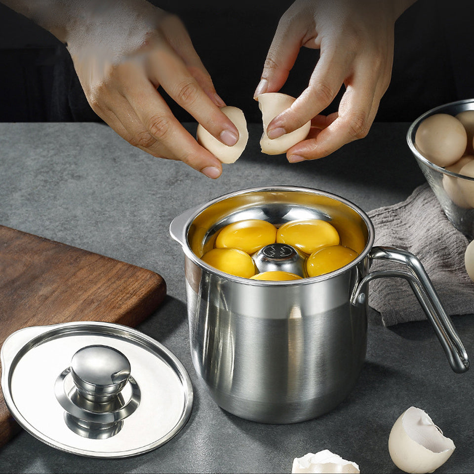 Ovinto Eierscheider | Edelstahl & hygienisch | Für Backen, Kochen & Fitnessrezepte | Mit Deckel & ergonomischem Griff