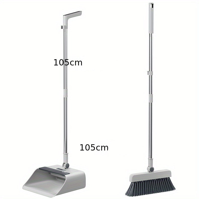 SweepMate Duo | Multifunktionales Besen- und Kehrschaufel-Set | Mit Selbstreinigungskamm | Ergonomisch & Platzsparend