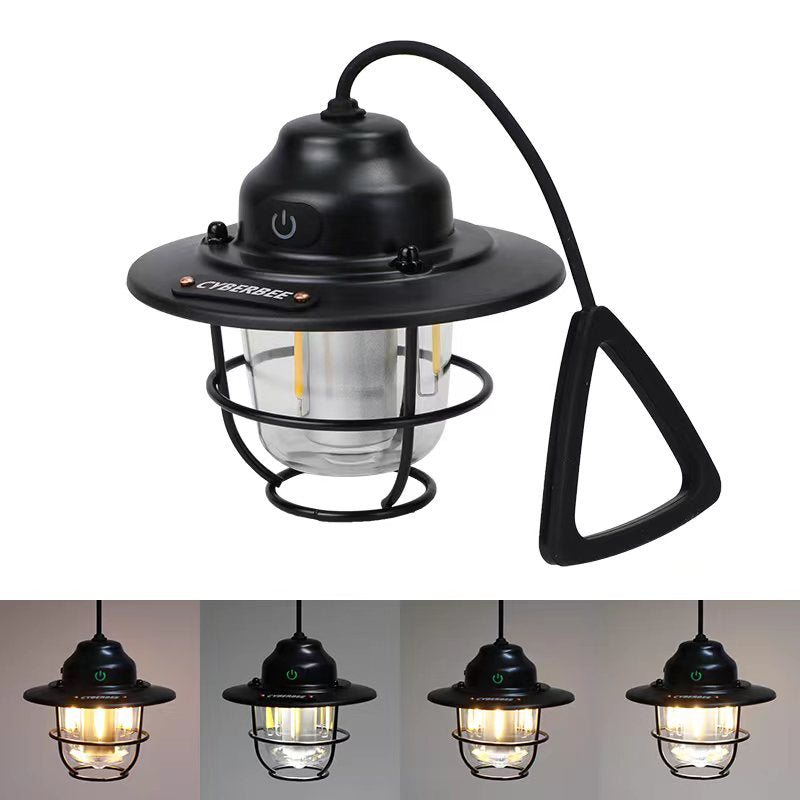 LumoCamp Retro Lampe | LED Campinglicht | USB-Aufladbar & Robust | Für Outdoor & Notfall