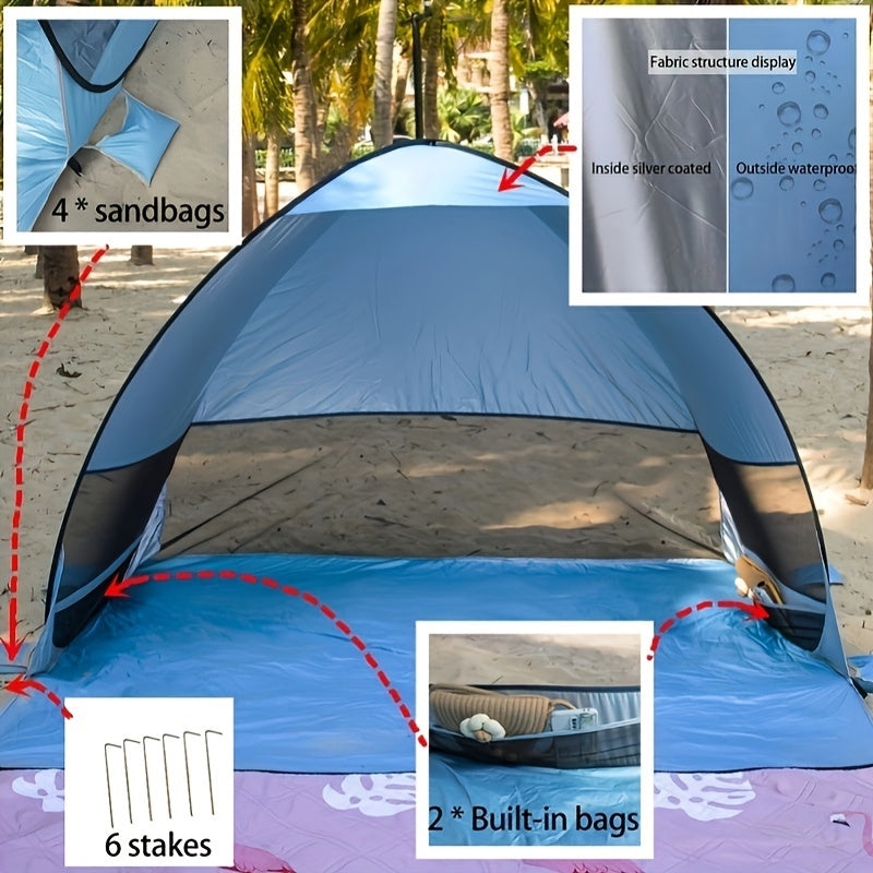 SunShade | Strandzelt 2–3 Personen | UPF 50+ UV-Schutz | Schnell Aufgebaut & Atmungsaktiv