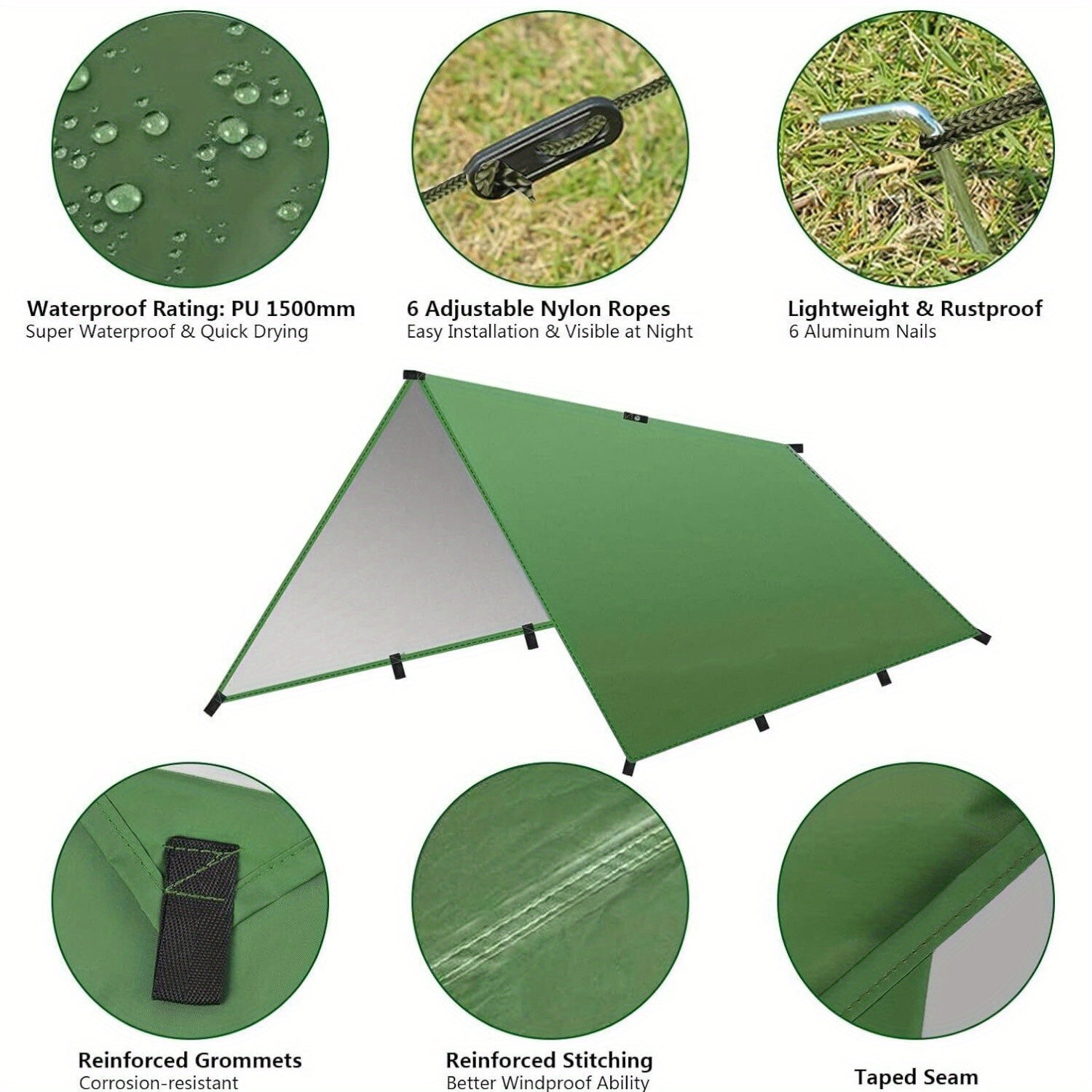 SunShade Pro Camping-Sonnensegel | 3x3 m | Wasserfest & Winddicht | Leicht & Tragbar