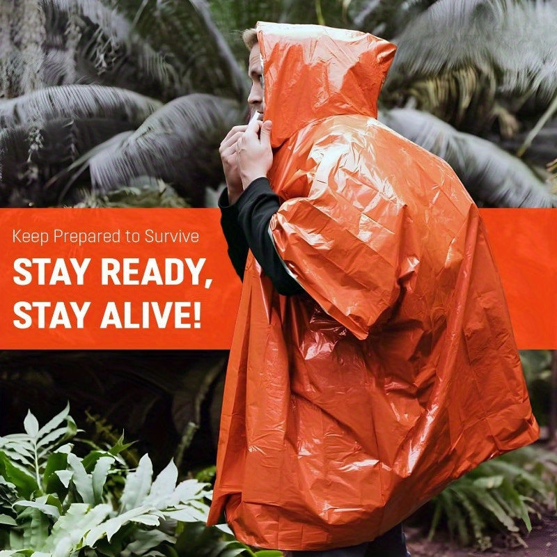 OutdoorGuard ThermoPonchos | Wasserdicht & Isolierend | Kompakt & Ultraleicht | 4er Set mit Kapuze