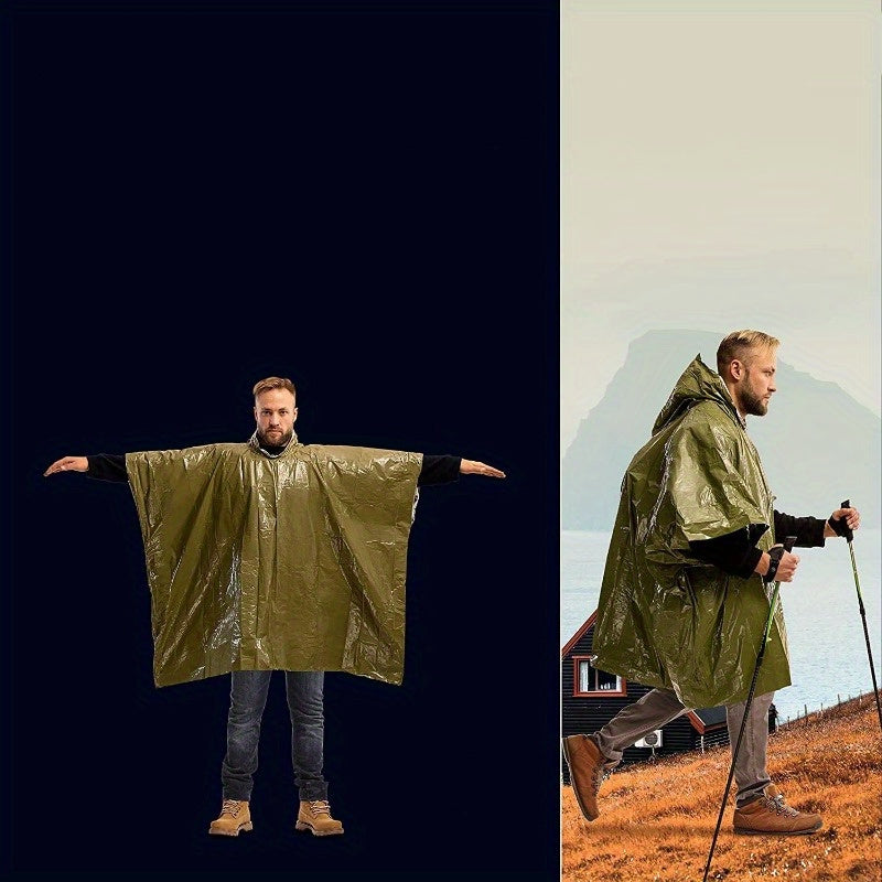 OutdoorGuard ThermoPonchos | Wasserdicht & Isolierend | Kompakt & Ultraleicht | 4er Set mit Kapuze