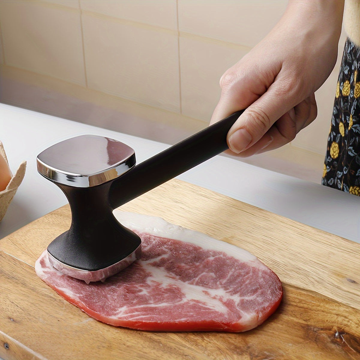 CookMate Fleischklopfer | Doppelseitiger Edelstahlkopf & Antirutschgriff | Für Schnitzel, Steaks & Geflügel | Robust & Ergonomisch