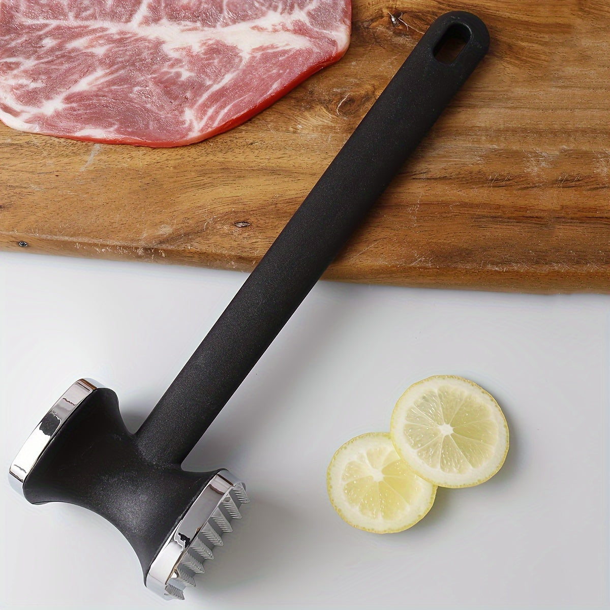 CookMate Fleischklopfer | Doppelseitiger Edelstahlkopf & Antirutschgriff | Für Schnitzel, Steaks & Geflügel | Robust & Ergonomisch