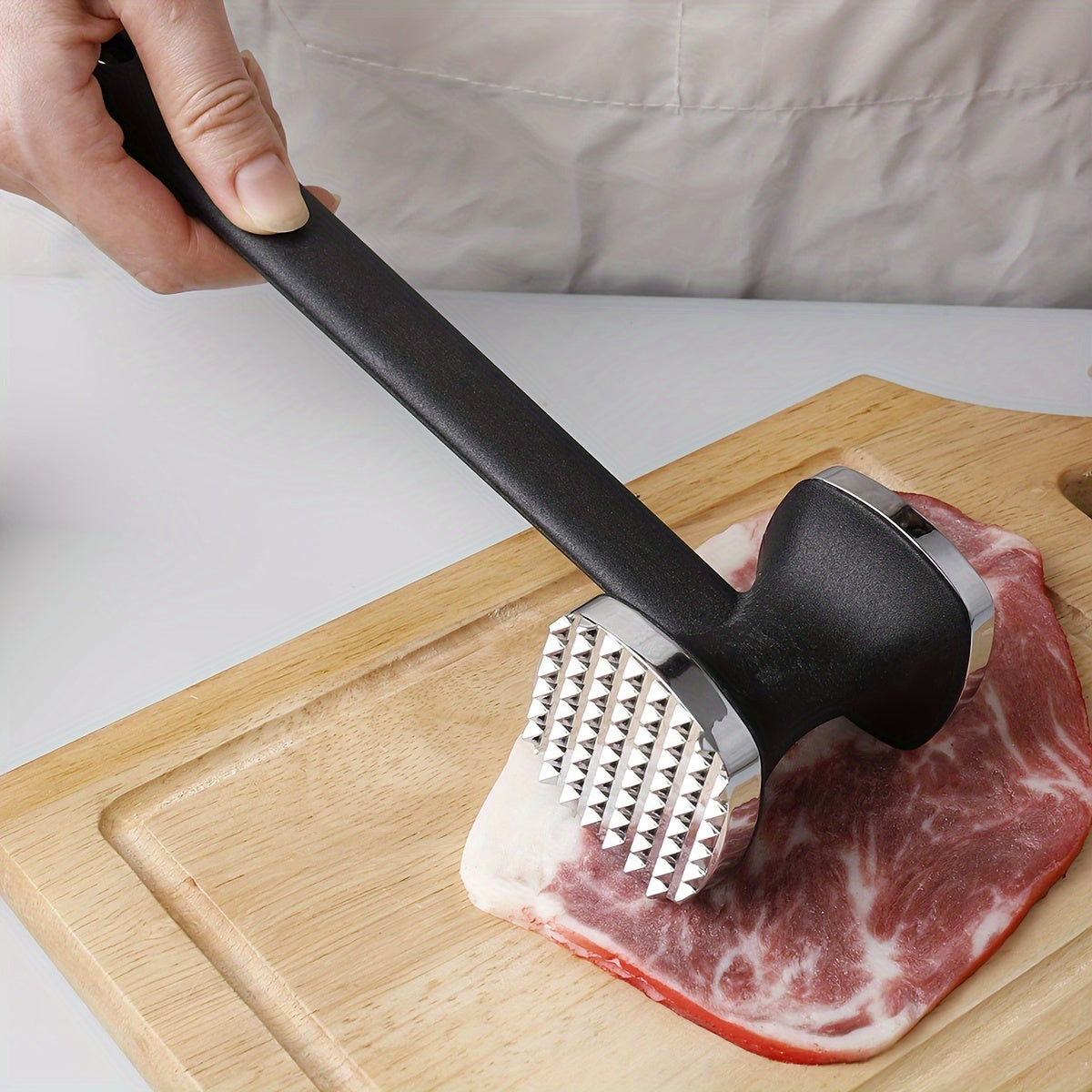 CookMate Fleischklopfer | Doppelseitiger Edelstahlkopf & Antirutschgriff | Für Schnitzel, Steaks & Geflügel | Robust & Ergonomisch