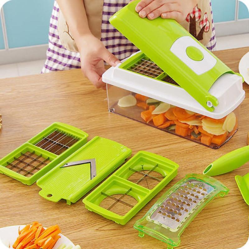 Chefivia Küchenhobel | 12-in-1 Multischneider | Mit Auffangbox & Fingerschutz | Edelstahl & PP