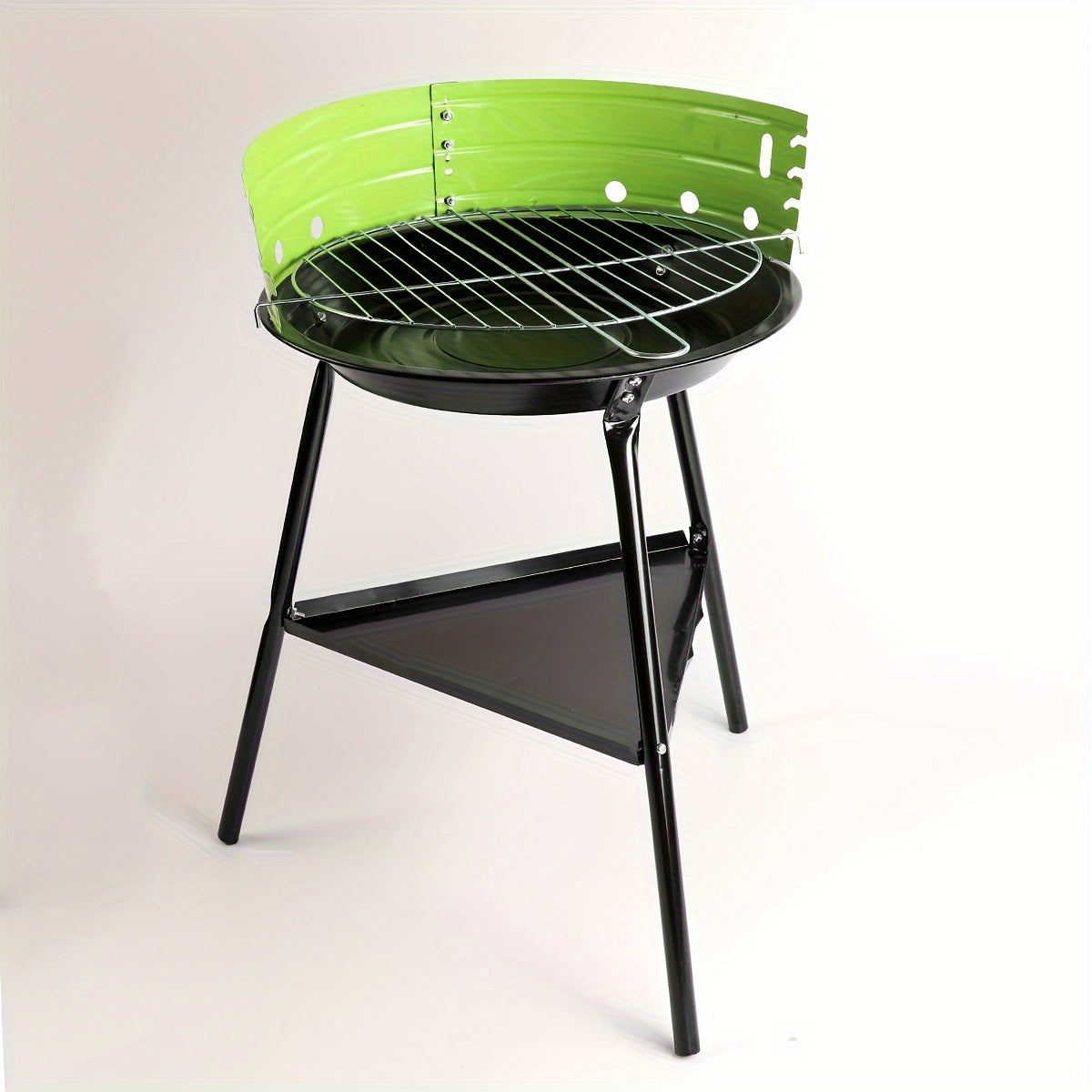 Flammoro Kompaktgrill | Mobiler Rundgrill | Mit Windschutz & Ablage | Für Balkon & Camping