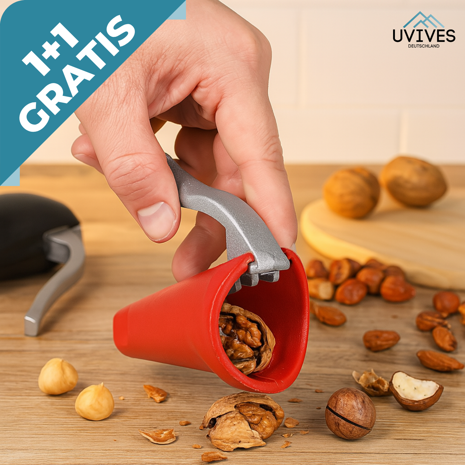 1+1 GRATIS | NussMeister – Knackt jede Nuss mit minimalem Kraftaufwand