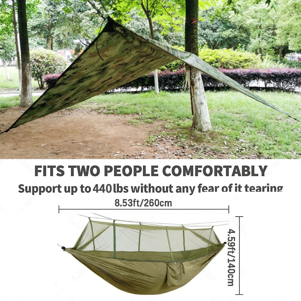 Nomaterra Hängematte | Mit Moskitonetz & Tarp | Ultraleicht & Wetterfest | Für Outdoor & Trekking