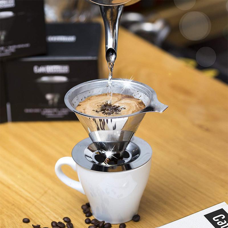Kafélio PureSteel | Edelstahl Kaffeefilter | Wiederverwendbar | Ø 11,5–12,5 cm