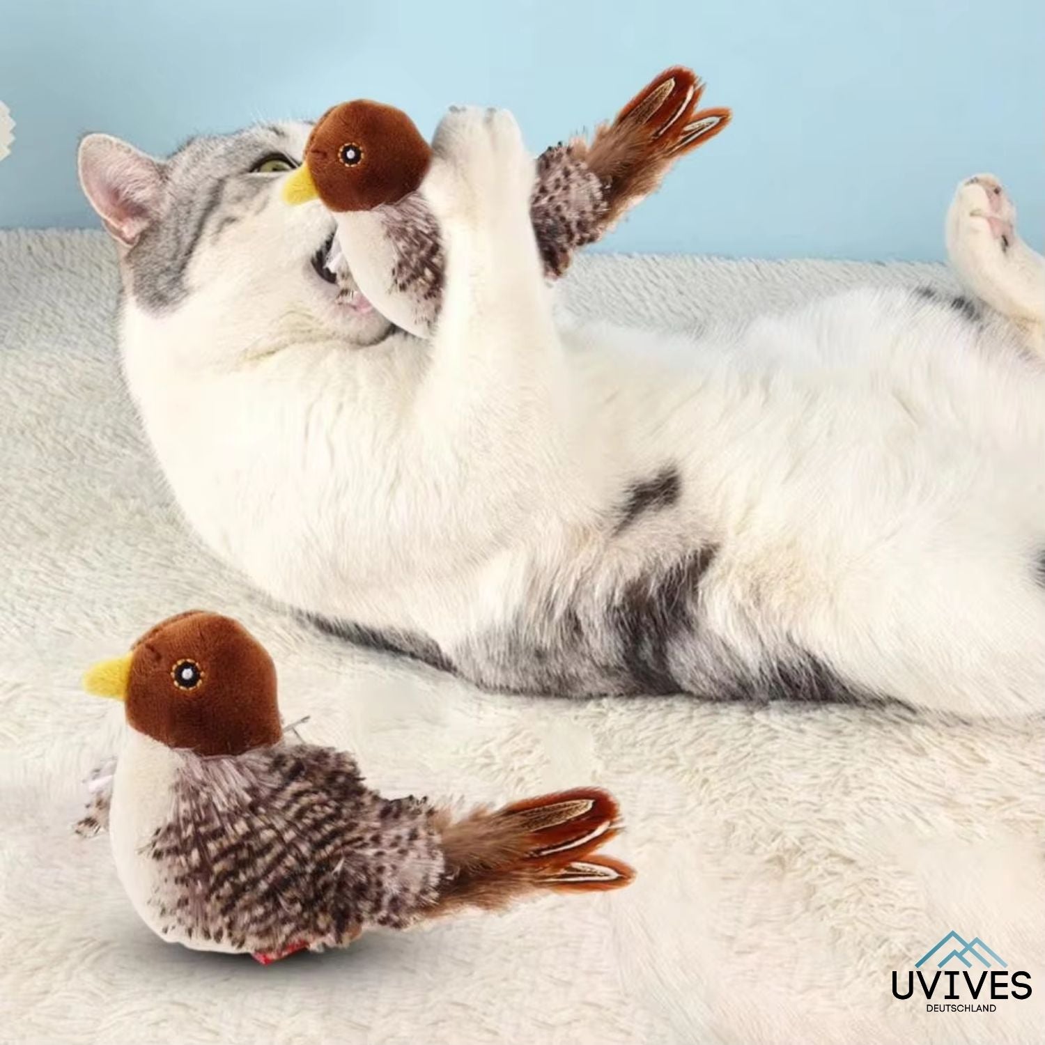 PurrTweet™ - Interaktives zwitscherndes Vogelspielzeug für Katzen