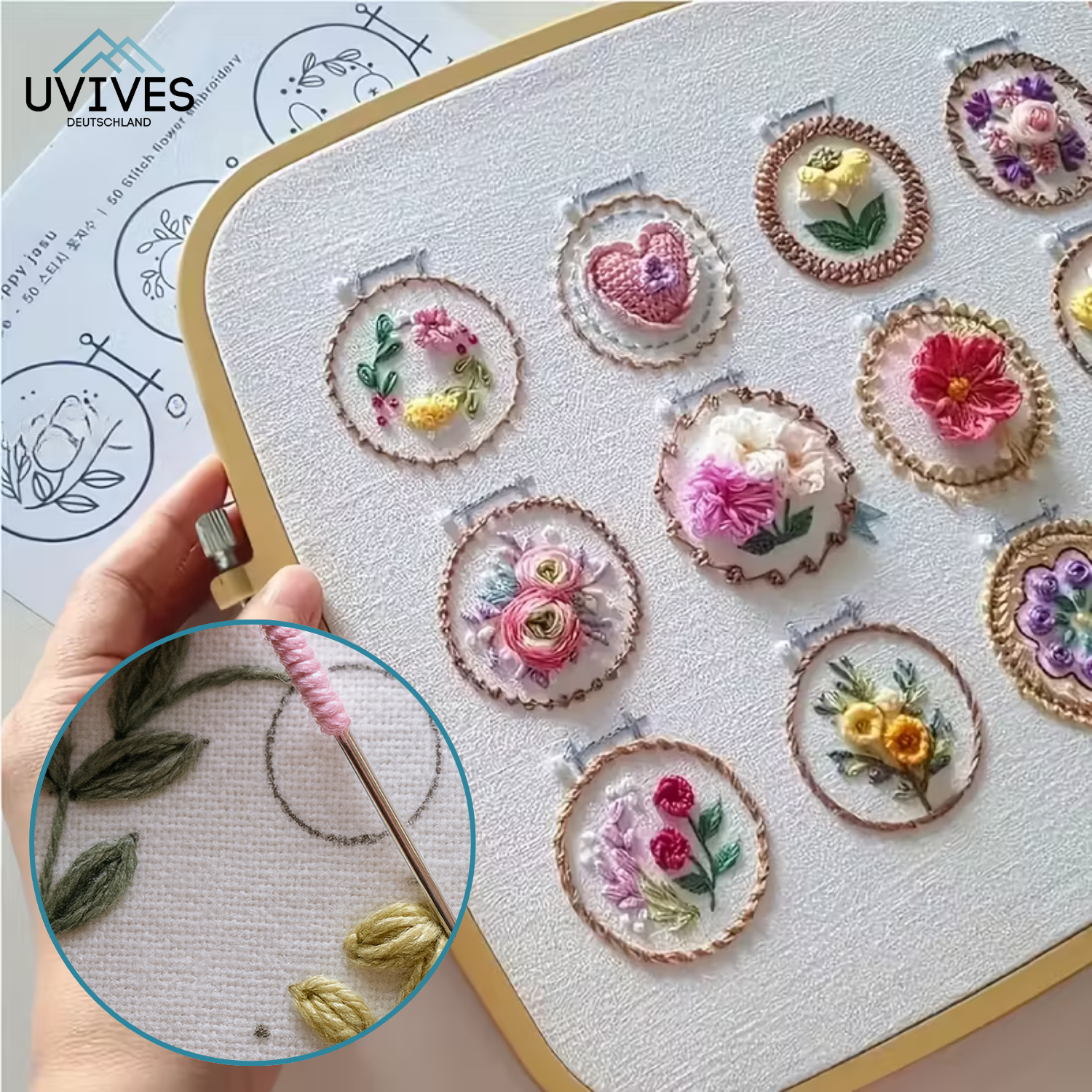 StitchBloom – Blumenstickerei zum Entspannen & Verschönern!