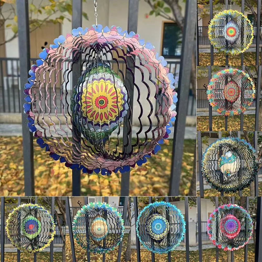 AuraSpin 3D Windspiel | Beruhigender Klang & Bewegung | Wetterfest | Edelstahl & Kunststoff | Für Garten & Balkon