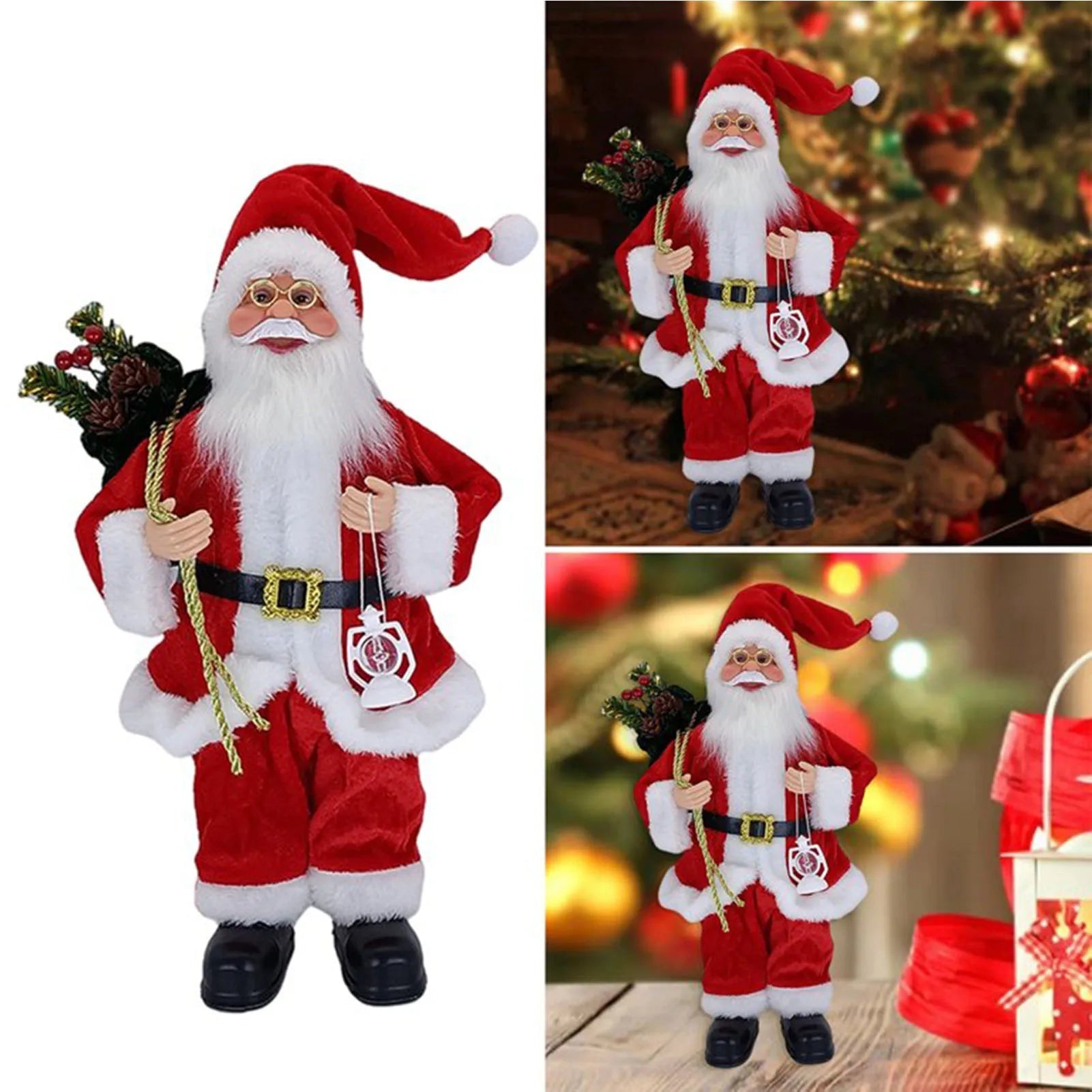 Weihnachtsfigur MerryClaus | Weihnachtsmann Sitzend & Stehend | 30 cm Dekorationsfigur | Für Kamin, Tisch & Baumschmuck
