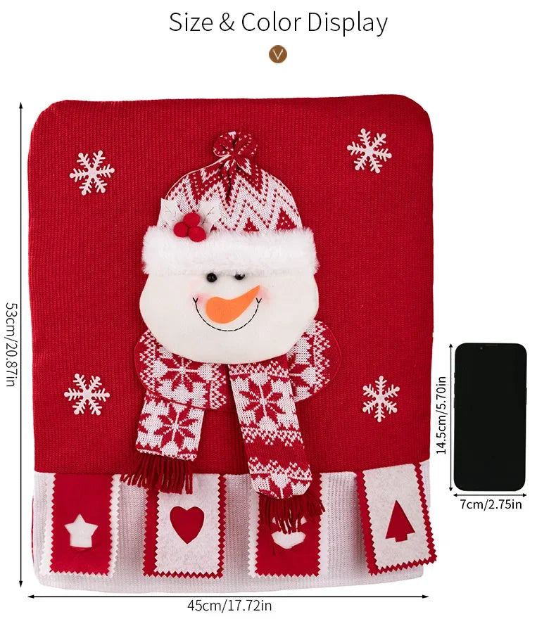 Noelvira | Weihnachts-Stuhlhusse | Plüsch-Stuhlbezug mit Weihnachtsmann-Motiv | Festliche Dekoration für Esszimmer & Küche | Weihnachtsdekoration 2025