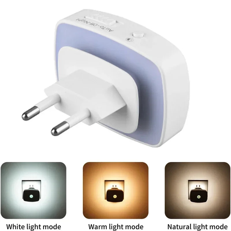 Nuvora Smart Sensor Nachtlicht | Bewegungs- und Lichterkennung | 3 Farboptionen | EU-Stecker | Energieeffizient & Automatisch