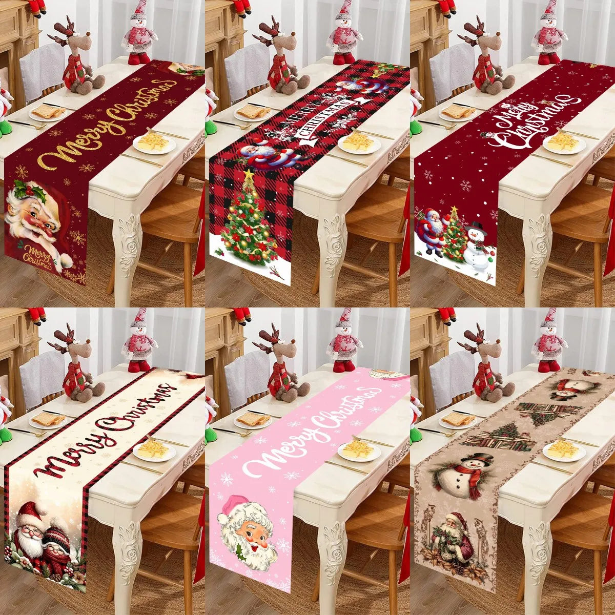 FestiLoom Weihnachtstischläufer | „Frohe Weihnachten“ Muster | 100 % Polyester | Festliche Dekoration für Weihnachten & Neujahr 2025/2026